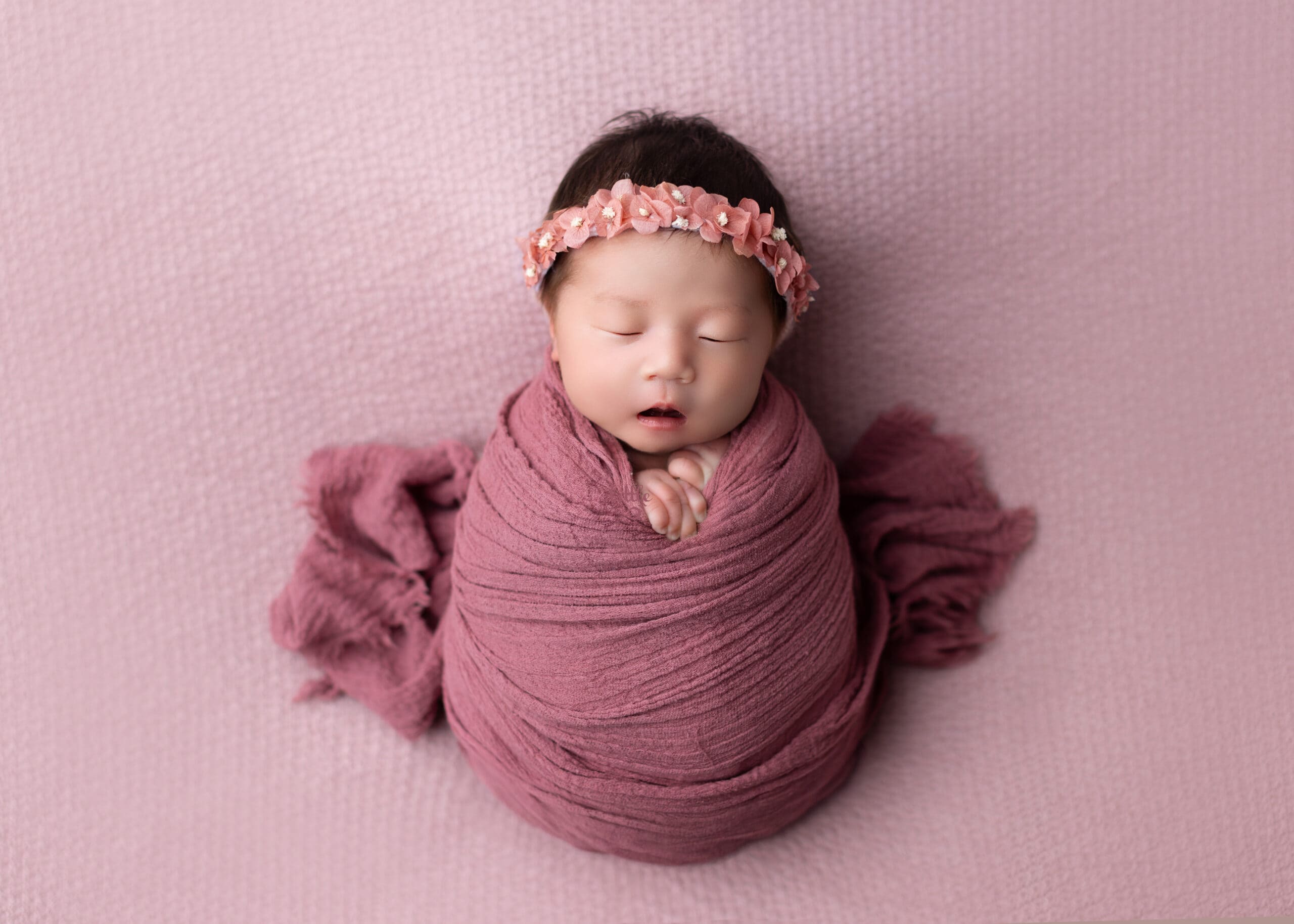 newborn baby wrap used in an Edmonton newborn photography session