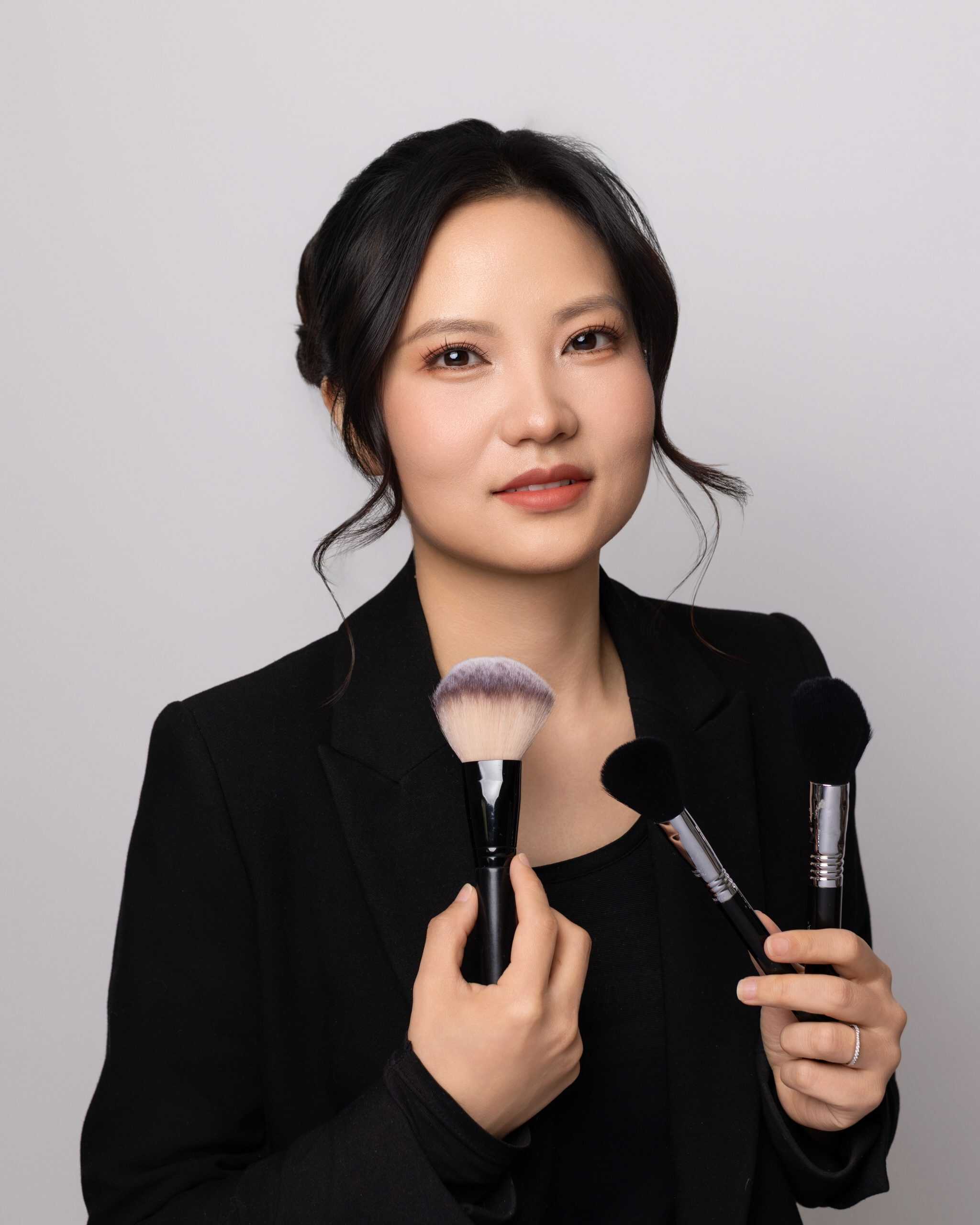 High-end professional business headshot taken for make up artist in Edmonton