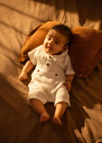 3 months baby in a sunshine setting